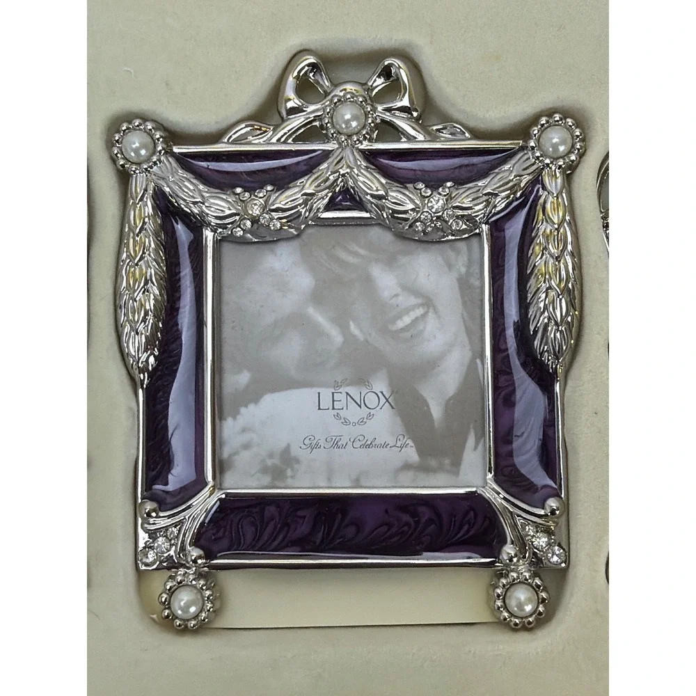 Lenox Vintage Jewel Set of 3 Mini Frames Embellished Enamel Pearls Rhinestones